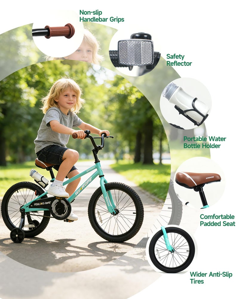 WinHope Kids Bike for Ages 2-9 Boys Girls, 12-18 Inch Beginner Learning Bicycle with Training Wheels, Adjustable Seat and Water Bottle for Children Toddlers, Easy to Ride, Multiple Colors - Image 4