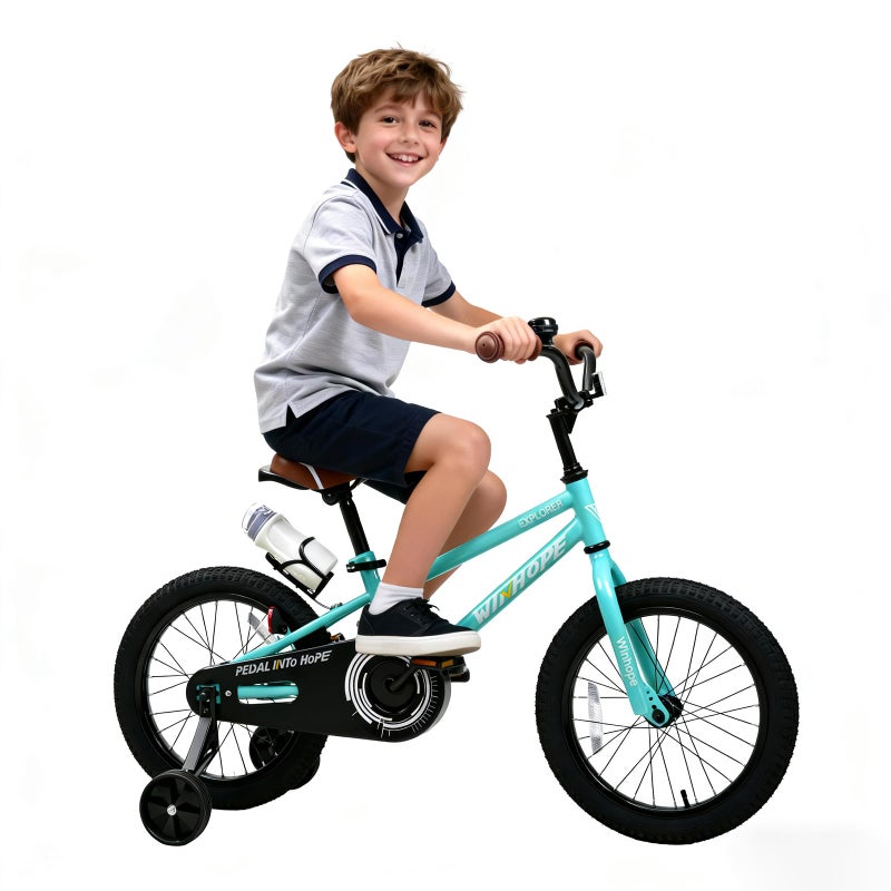 WinHope Kids Bike for Ages 2-9 Boys Girls, 12-18 Inch Beginner Learning Bicycle with Training Wheels, Adjustable Seat and Water Bottle for Children Toddlers, Easy to Ride, Multiple Colors - Image 1