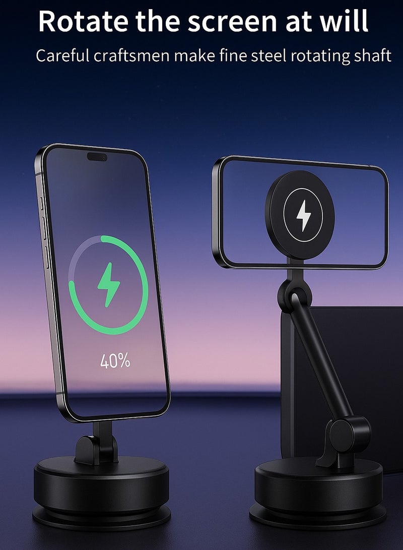 Vacuum Suction Magnetic Bracket – 360° Rotatable Mount with Strong Neodymium Magnet for Phones, GPS, Tools - Image 2