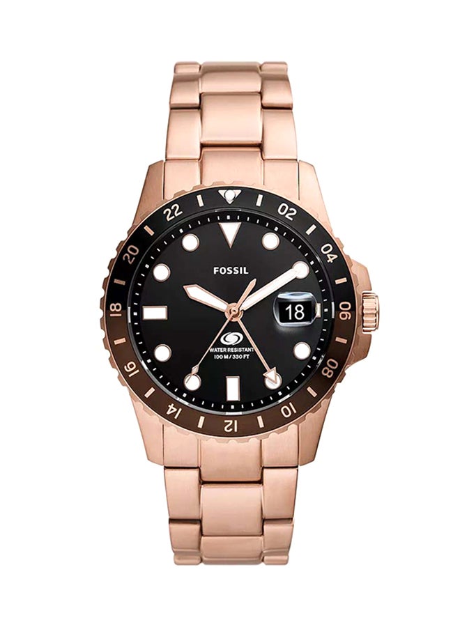 فوسيل ساعة فوسيل بلو GMT بتصميم روز جولد من الفولاذ المقاوم للصدأ FS6027 - 42 مم - Image 1