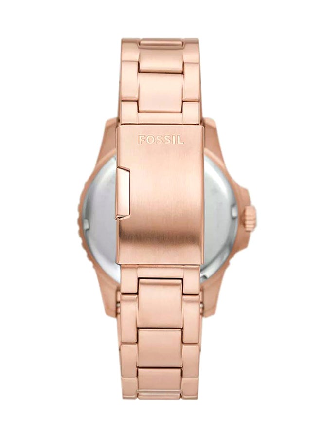 فوسيل ساعة فوسيل بلو GMT بتصميم روز جولد من الفولاذ المقاوم للصدأ FS6027 - 42 مم - Image 2
