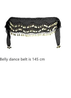 Generic Imported Belly Dance Wrap Belt Skirt Black With Gold Coins Suitable For 8+ Years One Size for Performance Costume(Black)  - Image 5
