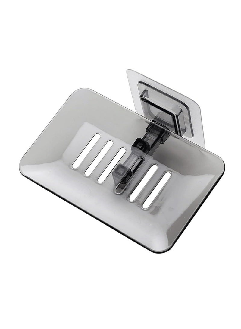 1pc Transparent Traceless Soap Dish, Wall Mounted Crystal Soap Tray, No Punching Soap Holder, Draining Soap Rack, Bathroom Supplies, Bathroom Accessories - Image 2