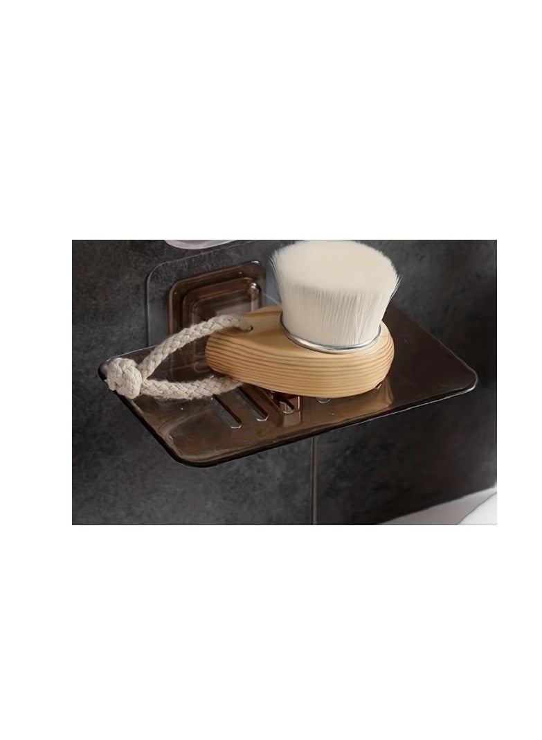 1pc Transparent Traceless Soap Dish, Wall Mounted Crystal Soap Tray, No Punching Soap Holder, Draining Soap Rack, Bathroom Supplies, Bathroom Accessories - Image 4