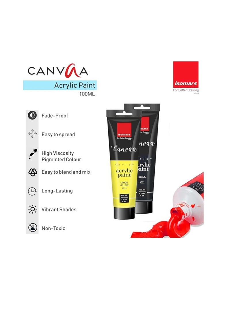 Isomers Canvaa Acrylic Paint 100ml Vibrant Pigmented & Fadeproof Colors - ARTIST SERIES - For Canvas Painting, Scrap Book, Paper Board, Wood & Terracotta Amarillo Ocre - Image 2
