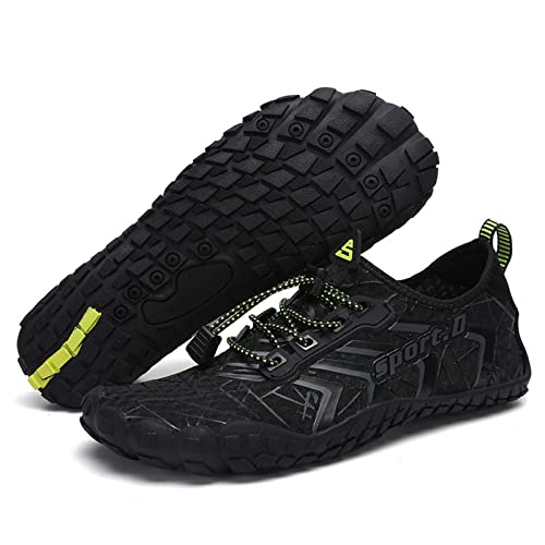 UBFEN Water Shoes Aqua Swim Shoes Mens Womens Beach Sports Quick Dry Barefoot for Boating Fishing Diving Surfing Black Color Size US 15 Women 13 Men - Image 2