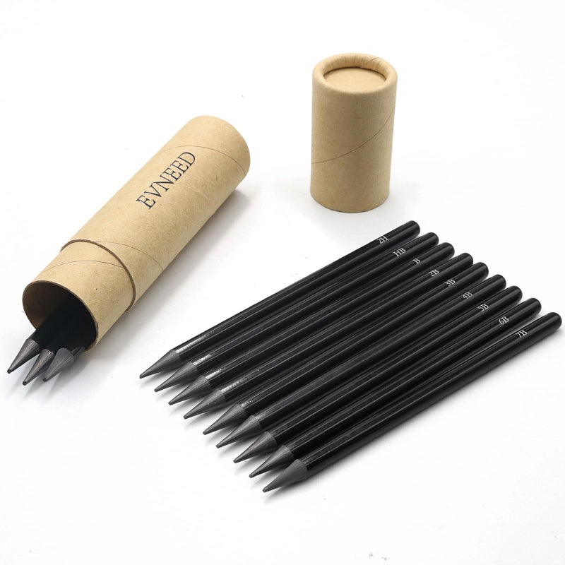 EVNEED Woodless Pencil Set,12 pcs Non-wood Graphite and Charcoal Sketching for Drawing,Writing,Shading,Color Black-Set of 12 - Image 1
