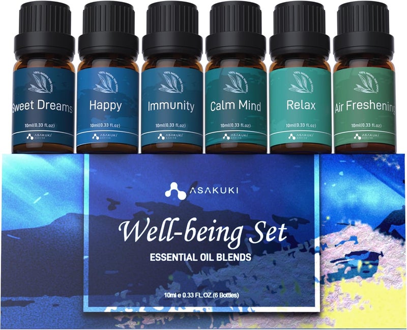 ASAKUKI Essential Oil Blends Set - 6 Aromatherapy Oils - Image 1