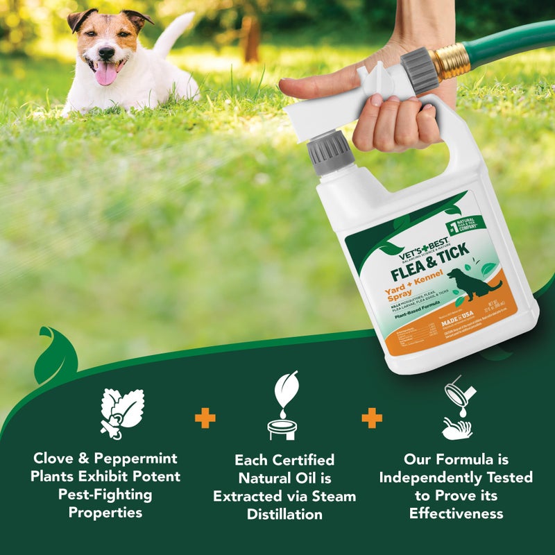 Vet's Best Flea and Tick Yard & Kennel Spray, Dog Flea Spray that Kills Fleas, Mosquitoes, & Ticks, Plant-Based Ingredients, Plant Safe Ready-to-Use Hose Attachment, 32 fl oz - Image 3