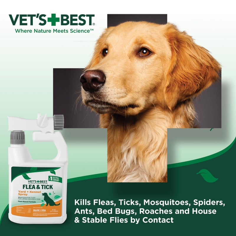 Vet's Best Flea and Tick Yard & Kennel Spray, Dog Flea Spray that Kills Fleas, Mosquitoes, & Ticks, Plant-Based Ingredients, Plant Safe Ready-to-Use Hose Attachment, 32 fl oz - Image 2