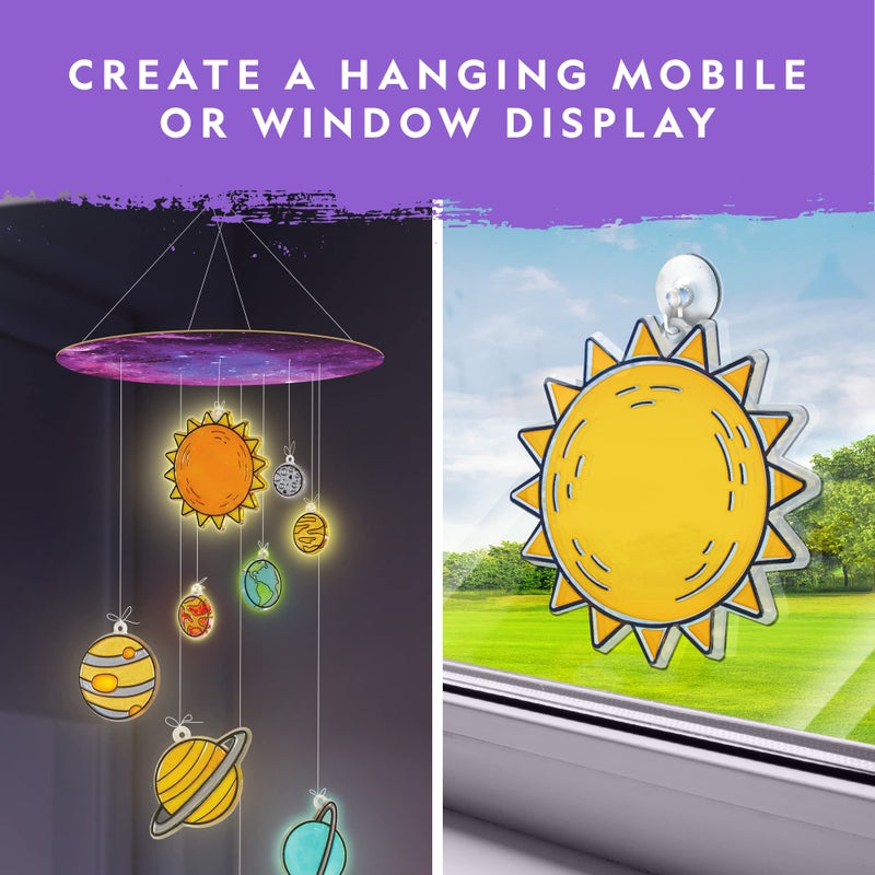 Blue Marble National Geographic Kids Window Art Kit - Stained Glass Solar System Arts & Crafts Kit with Glow in The Dark Planets, Use as Window Suncatchers, Hanging Decor from Ceiling, Mobile, Space Room Decor - Image 3