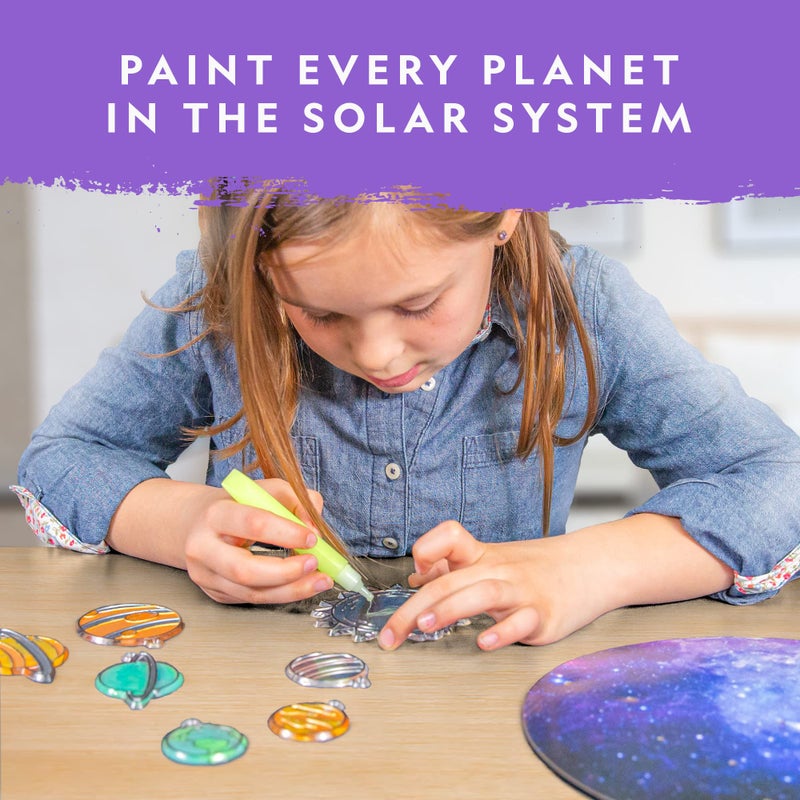 Blue Marble National Geographic Kids Window Art Kit - Stained Glass Solar System Arts & Crafts Kit with Glow in The Dark Planets, Use as Window Suncatchers, Hanging Decor from Ceiling, Mobile, Space Room Decor - Image 2