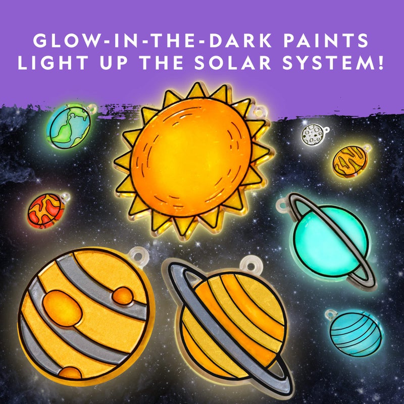 Blue Marble National Geographic Kids Window Art Kit - Stained Glass Solar System Arts & Crafts Kit with Glow in The Dark Planets, Use as Window Suncatchers, Hanging Decor from Ceiling, Mobile, Space Room Decor - Image 4