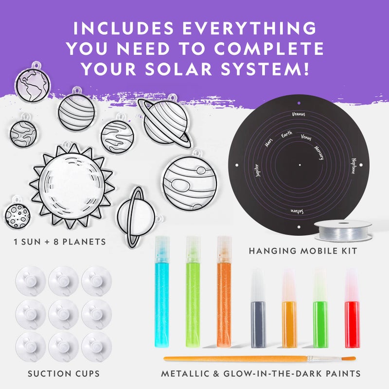 Blue Marble National Geographic Kids Window Art Kit - Stained Glass Solar System Arts & Crafts Kit with Glow in The Dark Planets, Use as Window Suncatchers, Hanging Decor from Ceiling, Mobile, Space Room Decor - Image 5