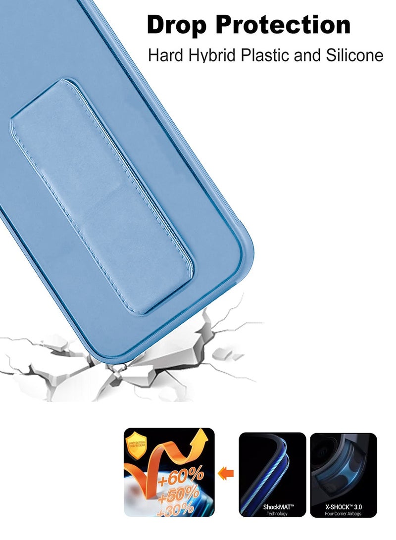 Wtech Apple iPhone 16 plus 2024 Hand Grip Foldable Magnetic Kickstand Wrist Strap Finger Grip with Built-in Iron Case Cover - Sky Blue - Image 5