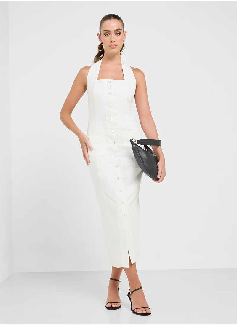 جينجر Halter Neck Button Down Maxi Dress