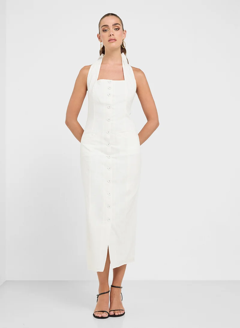 Ginger Halter Buttoned Dress