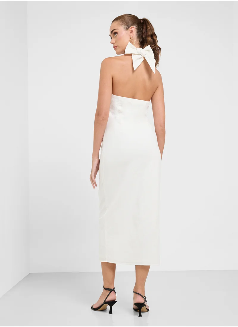 جينجر Halter Neck Button Down Maxi Dress