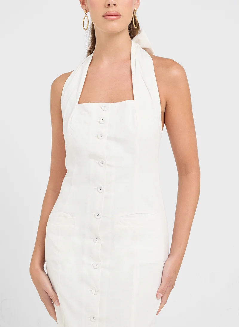 Ginger Halter Buttoned Dress