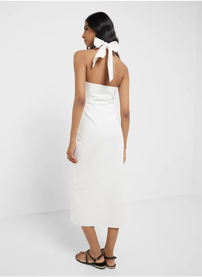 جينجر Halter Neck Button Down Maxi Dress