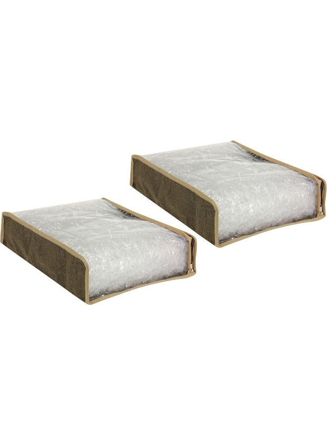 Household Essentials 66612 Sweater Storage Bags  Set of 2  Coffee LinenBrownClear - Image 4