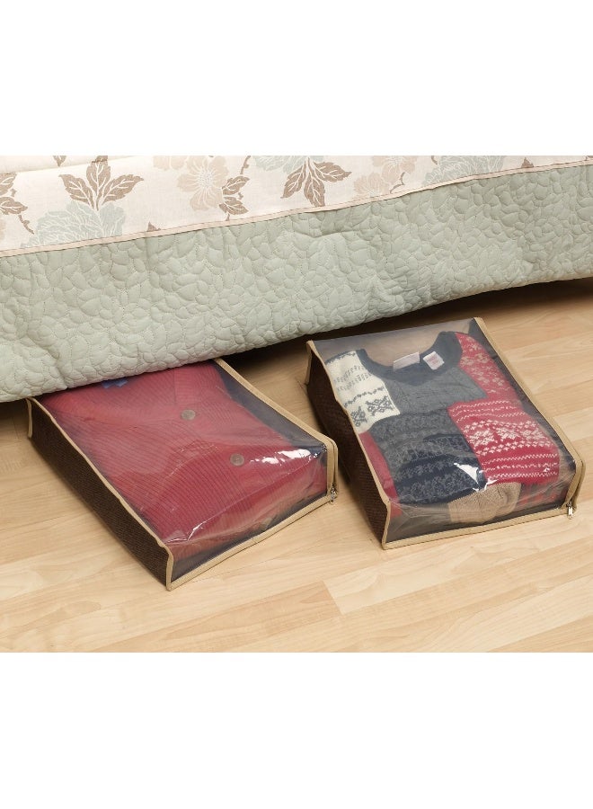 Household Essentials 66612 Sweater Storage Bags  Set of 2  Coffee LinenBrownClear - Image 5