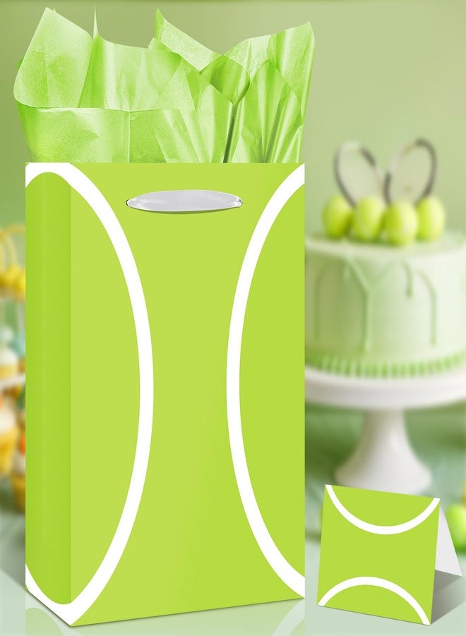 Wayyogh Tennis Gift Bag Large Tennis Gift Wrap Bags with Tissue Paper Greeting Card Decorations for Sports Ball Party Favor Tennis Birthday Baby Shower Goodie Gifts Wrapping Bags for Kids Adult Team Supplies - Image 1