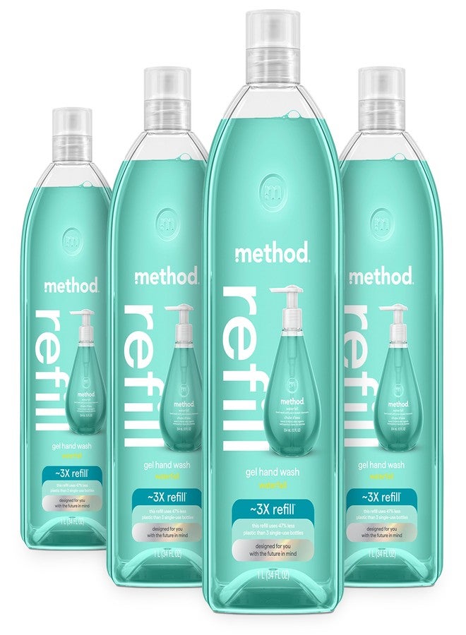 Method Gel Hand Soap Refill, Waterfall, Recyclable Bottle, Biodegradable Formula, 34 oz (Pack of 4) (Packaging May Vary) - Image 1