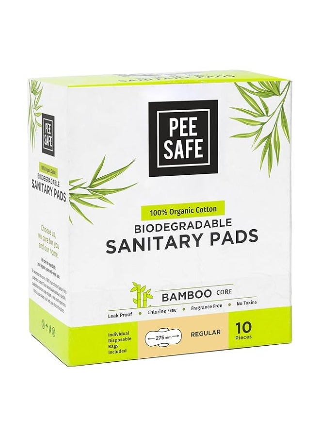 بيساف فوط صحية من القطن العضوي قابلة للتحلل الحيوي من بي سيف (عبوة من 10 قطع، عادية) - Image 2