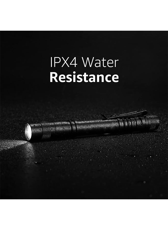 2 Pack LED Pen Flashlights, Lightweight, Mini, Waterproof Pocket Flashlight with Clip, Small Flashlights for Camping Outdoor Emergency Inspection Work Repair Black  - Image 3