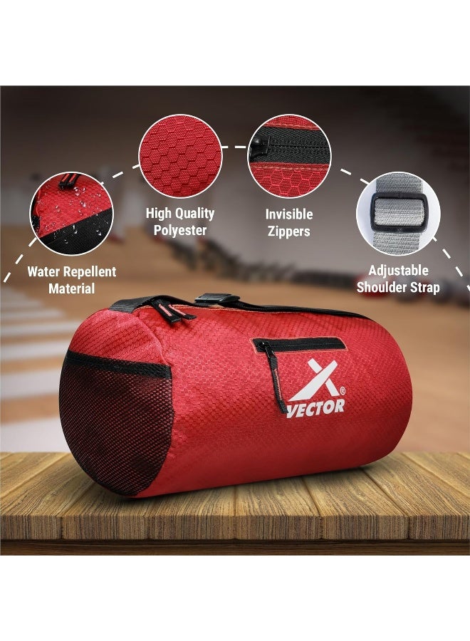 Vector X Red Polyester Gym Duffel Bag – Sports & Fitness Bag for Men & Women, Travel & Training - Image 3