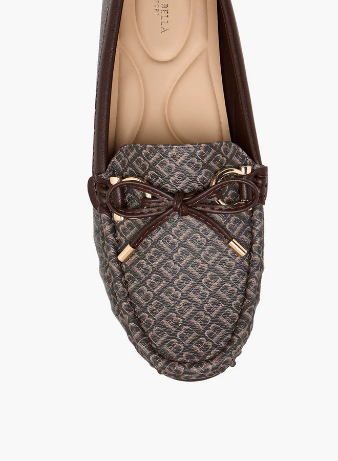 فلورا بيلا من شو إكسبرس Monogram Print Loafers with Bow Accent