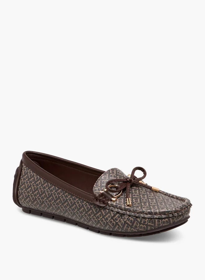 فلورا بيلا من شو إكسبرس Monogram Print Loafers with Bow Accent