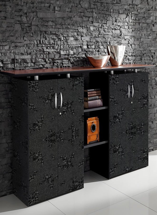 Apdidl Black Wallpaper Peel and Stick for Kitchen and Cabinets, Black Flower Textured Contact Paper for Drawers 118"X17.7", Removable Self Adhesive Waterproof Modern Wall Paper for Bathroom Walls - Image 5
