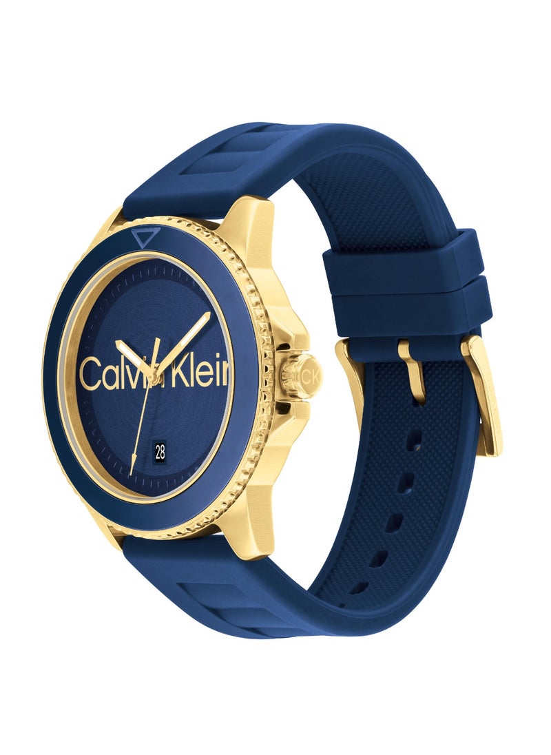CALVIN KLEIN ساعة يد دائرية للرجال بهيكل ذهبي من القرنفل - 25200426  - Image 2