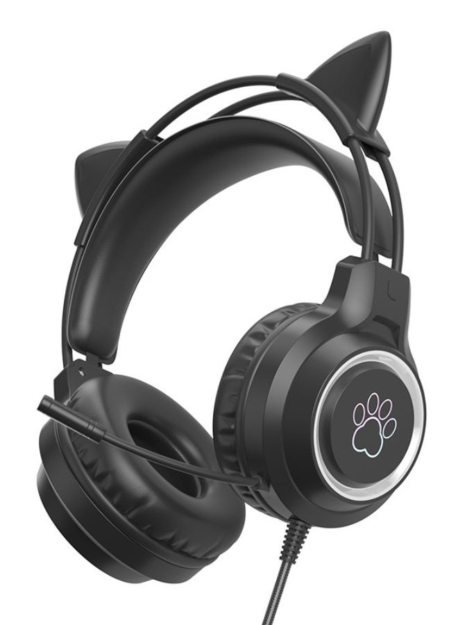 سماعات رأس SY-G35 السلكية على شكل أذن قطة مع إضاءة RGB وميكروفون لإلغاء الضوضاء بزاوية 360° وجودة صوت HiFi لسماعة ألعاب PS4 / PC / Laptop - Image 1