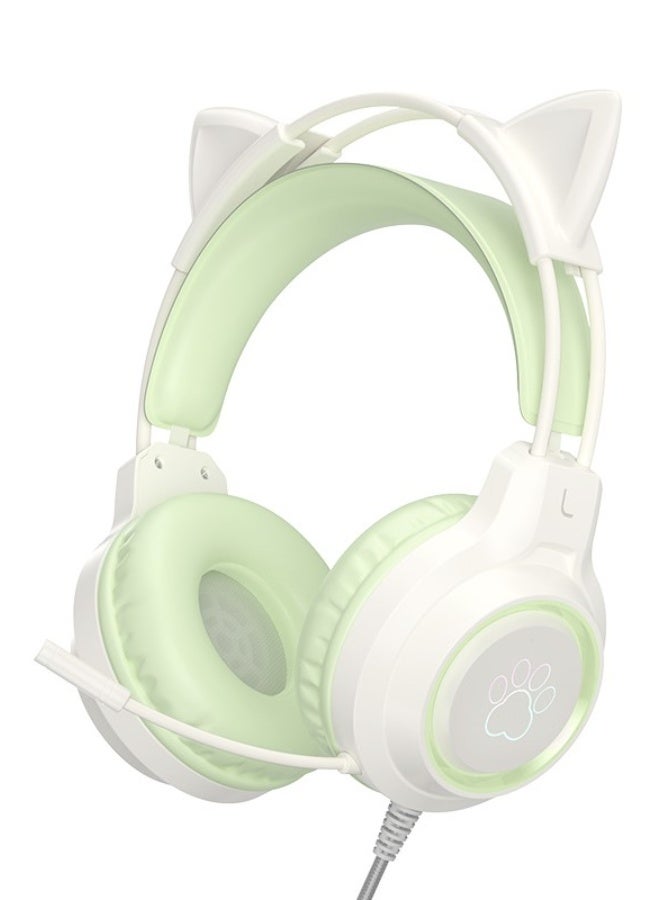 سماعات رأس SY-G35 السلكية على شكل أذن قطة مع إضاءة RGB وميكروفون لإلغاء الضوضاء بزاوية 360° وجودة صوت HiFi لسماعة ألعاب PS4 / PC / Laptop - Image 2