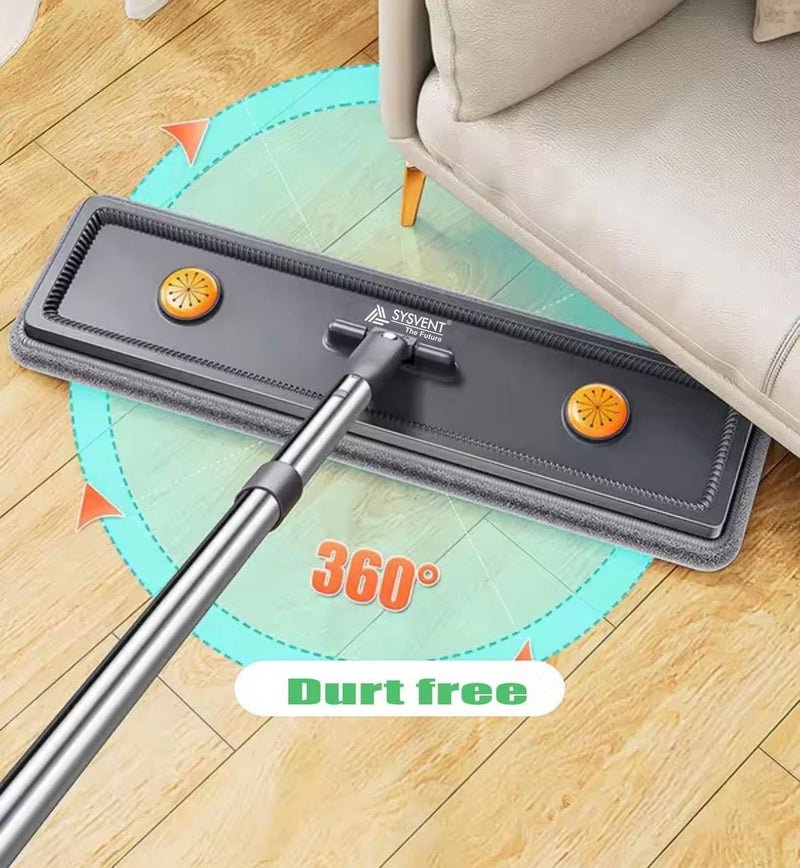 SYSVENT The Future ممسحة مسطحة مع دلو | 5 قطع قماش ميكروفايبر قابلة لإعادة الاستخدام | نظام تنظيف الأرضيات بدون استخدام اليدين | ممسحة رطبة وجافة مع دوران 360° | تصميم موفر للمساحة | مجموعة ممسحة منزلية - Image 5