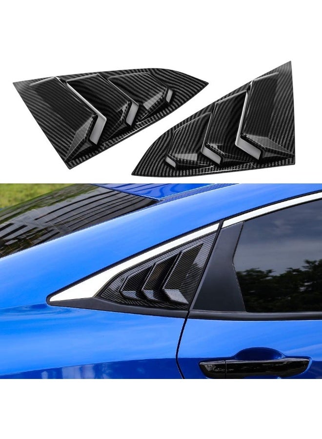 Thenice for 10th Gen Civic Racing Style Rear Side Window Louvers Air Vent Scoop Shades Cover Blinds for 2016 2017 2018 2019 Honda Civic Sedan