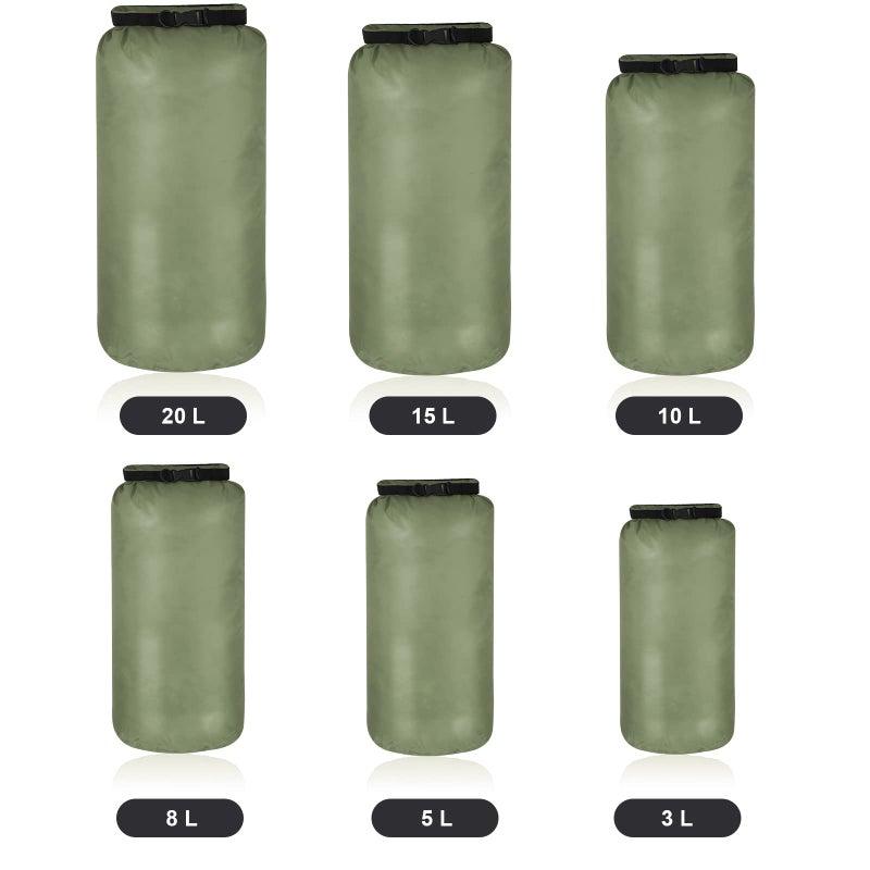 Shappy 6 Pcs Waterproof Dry Bag Set 6 Size Lightweight Sack and Long Adjustable Shoulder Strap 20/15/10/8/5/3l Outdoor Keep Gear Stuff Sack for Kayaking Camping Backpacking Boat Hiking(Dark Color) - Image 3