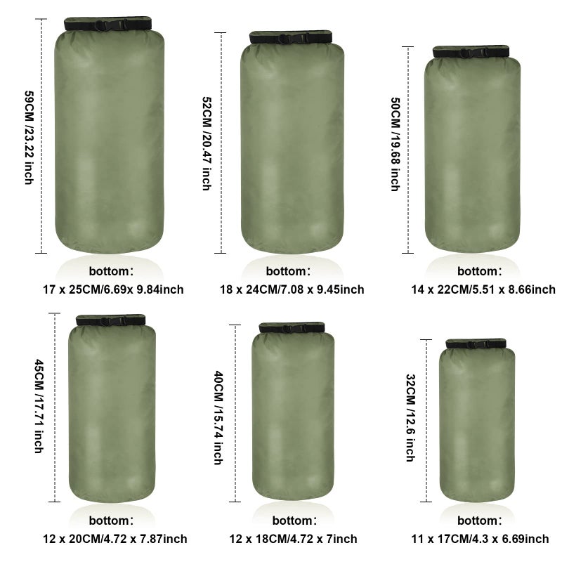 Shappy 6 Pcs Waterproof Dry Bag Set 6 Size Lightweight Sack and Long Adjustable Shoulder Strap 20/15/10/8/5/3l Outdoor Keep Gear Stuff Sack for Kayaking Camping Backpacking Boat Hiking(Dark Color) - Image 2