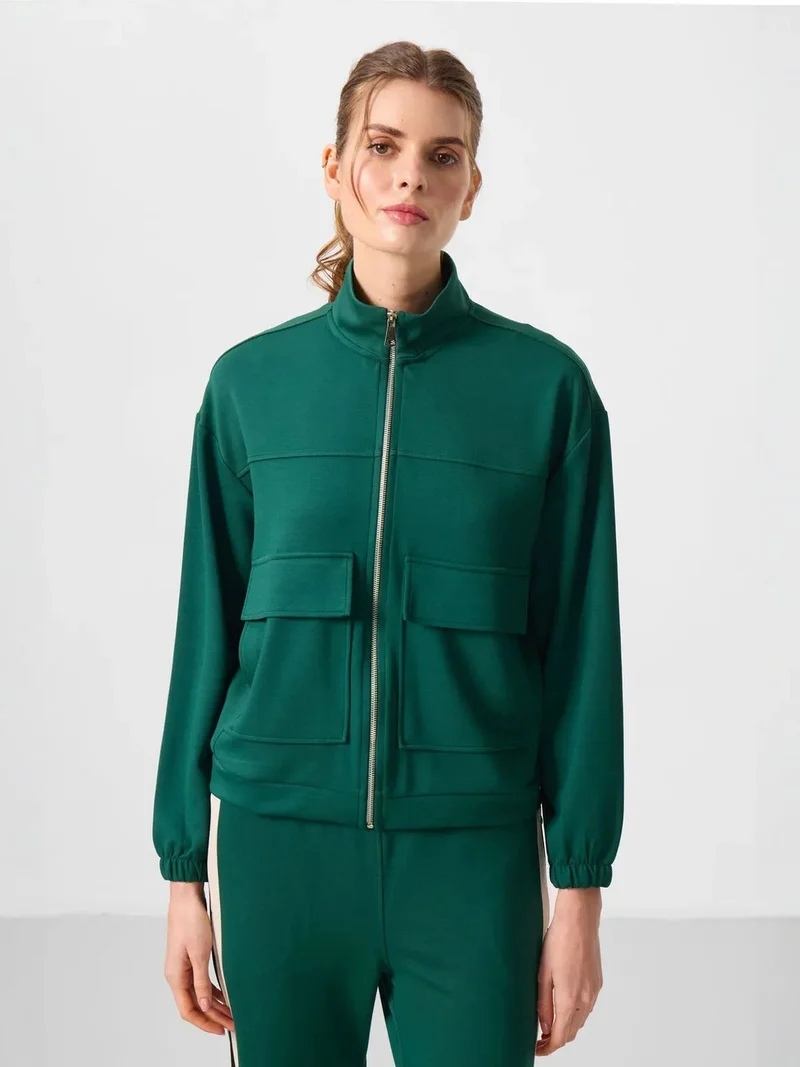 TOMMYLIFE TOMMY Oversized Cropped Zip-Neck Knit Top