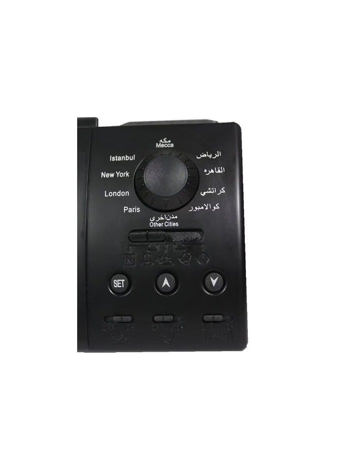 TechFort Digital Azan Table Alarm Clock Black 15x9.5cm - Image 3