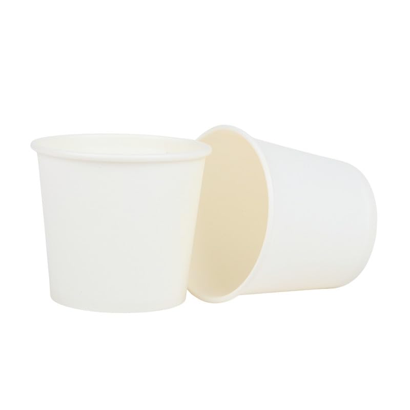 ECOPlanet Disposable Paper Cups [200ml, 100 Count]| Eco-Friendly, Biodegradable & Leak-Resistant | Use & Throw Party Glasses | Suitable for Tea, Coffee & More | White | GSM 195 - Image 2