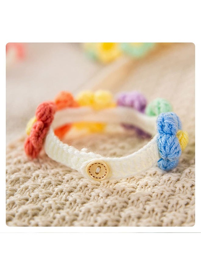 Knitted Flower Collar for Cat or Puppy, Necklace for Puppy Dog Accessories Kitten Collar Girl Boy Pet Safety Collar Fast Release Buckle Adjustable Length (Small 6 Flowers) - Image 4