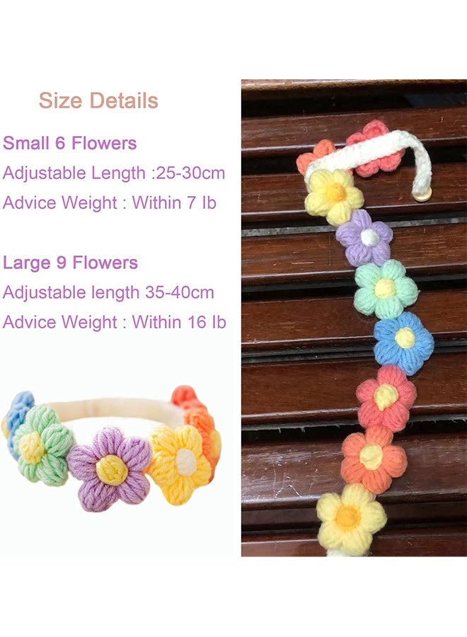 Knitted Flower Collar for Cat or Puppy, Necklace for Puppy Dog Accessories Kitten Collar Girl Boy Pet Safety Collar Fast Release Buckle Adjustable Length (Small 6 Flowers) - Image 2