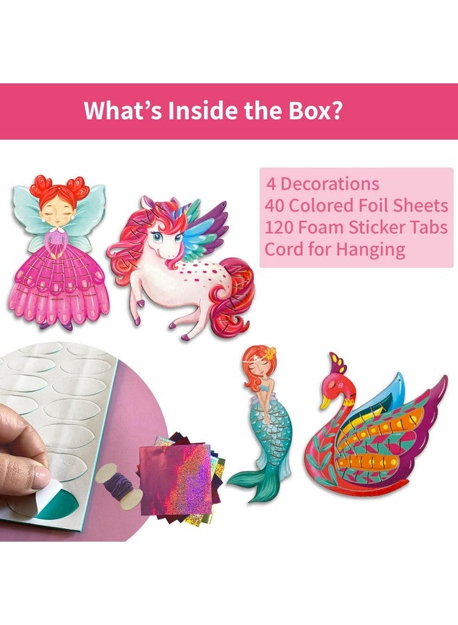 Chalk and Chuckles Cardboard Art And Craft Kit; Fabulous Foil Decorations For Kids Age 4-9 Year; Unicorn; Princess; Mermaid Theme; Diy Gifts For Girls; Boys; Creative Toys For Kids,Multicolor - Image 4