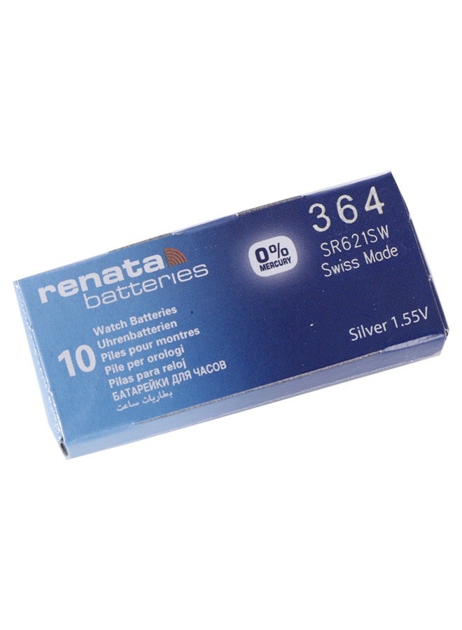 Renata wristwatch battery - Swiss made, 1.55V button cell, Renata Long Life Battery, Strap (10 pc's) 364 -SR621SW - Image 1