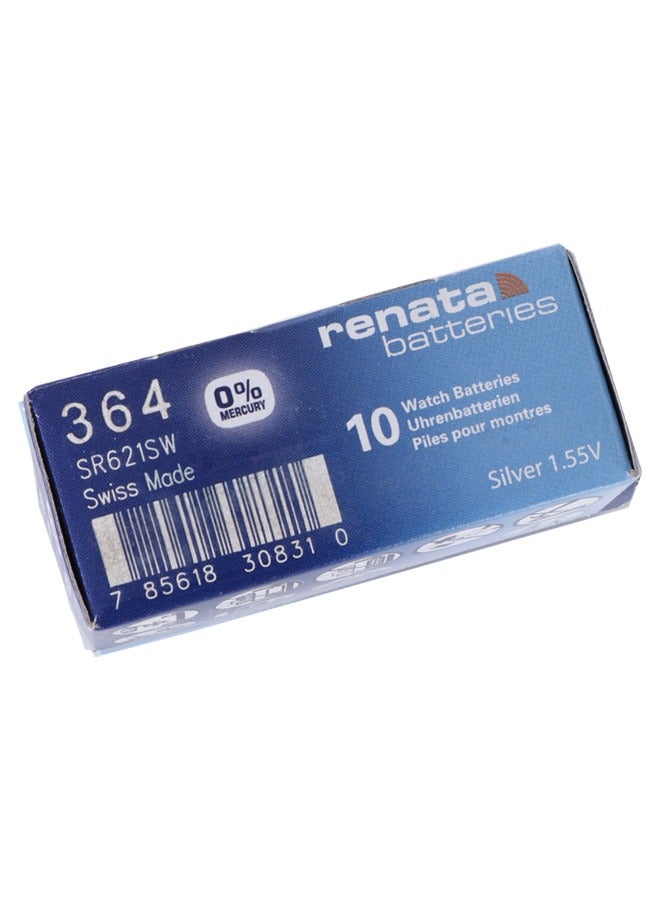 Renata wristwatch battery - Swiss made, 1.55V button cell, Renata Long Life Battery, Strap (10 pc's) 364 -SR621SW - Image 2