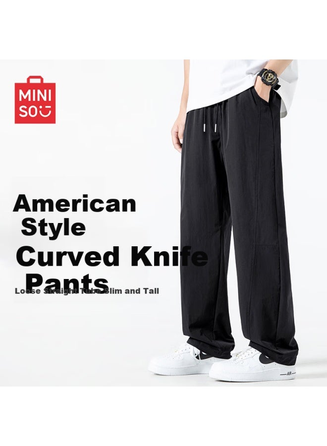 Mingchuang Youpin Miniso Men's Loose Fit Slimming Casual Pants Men's Summer Breathable Thin Mesh Trendy Men's Pants Z Black 3XL - Image 1